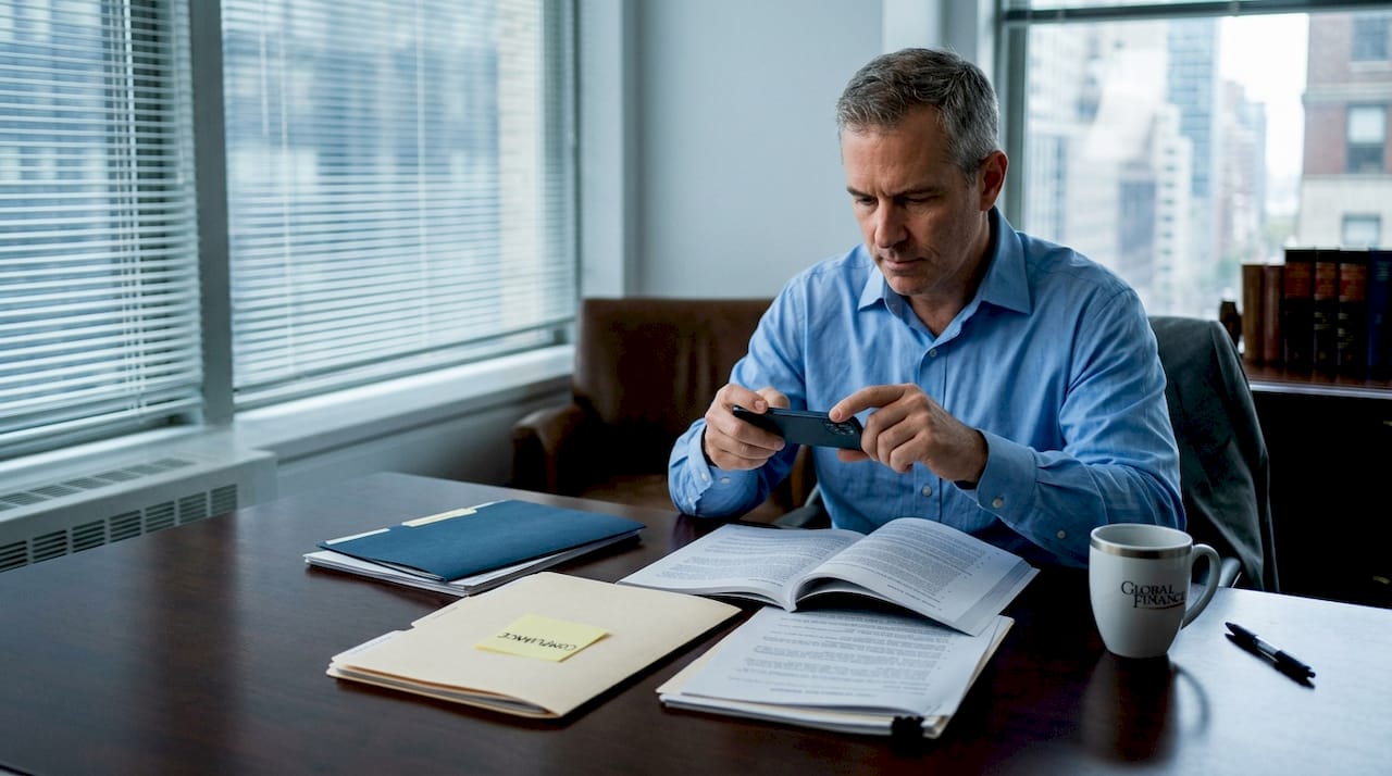 Employee discreetly documenting violations at office desk