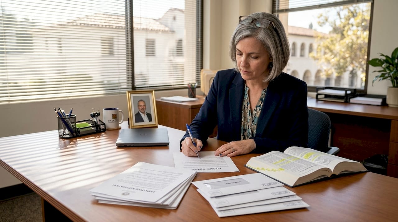 HR manager preparing WARN Act layoff documents