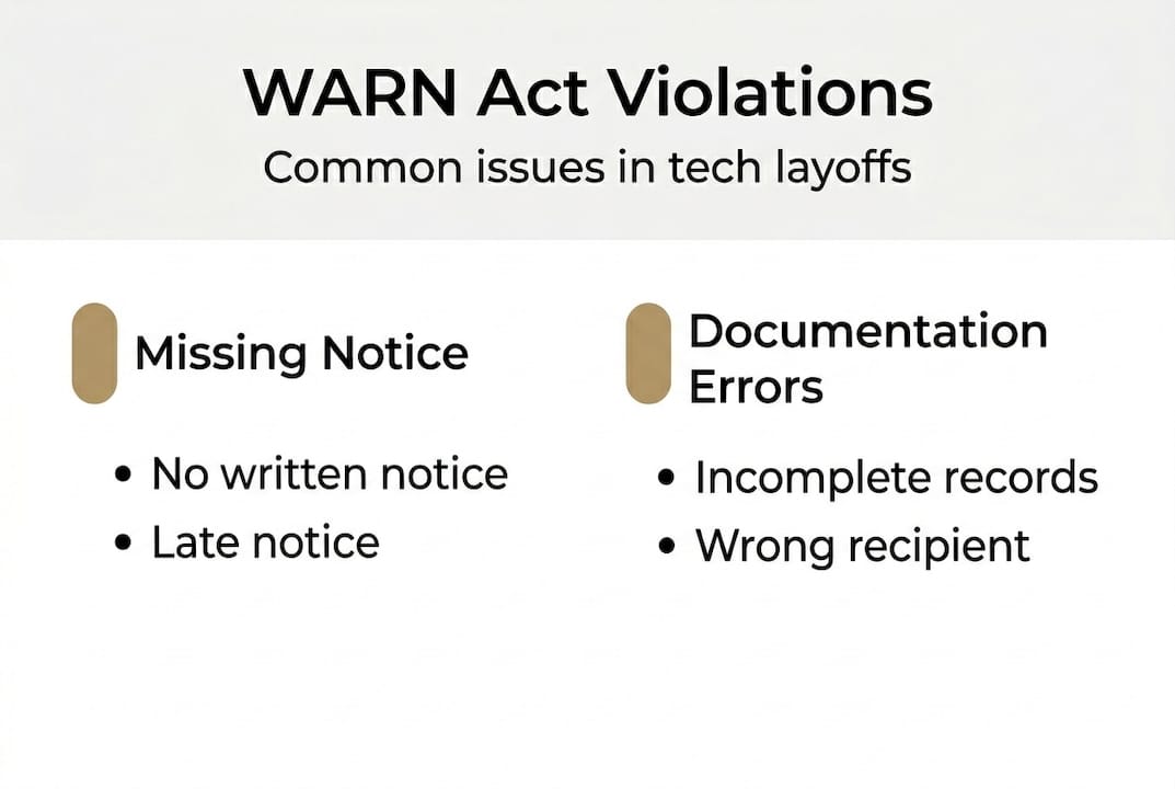 Infographic showing common WARN Act violations
