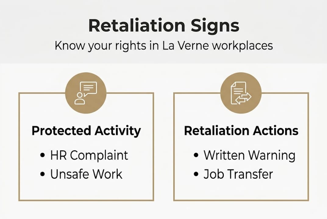 Infographic showing signs of workplace retaliation