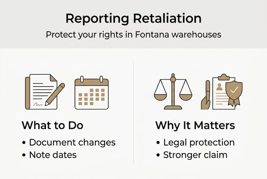 Infographic reporting retaliation and documentation steps