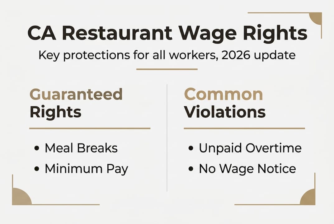 Infographic about California restaurant worker wage rights
