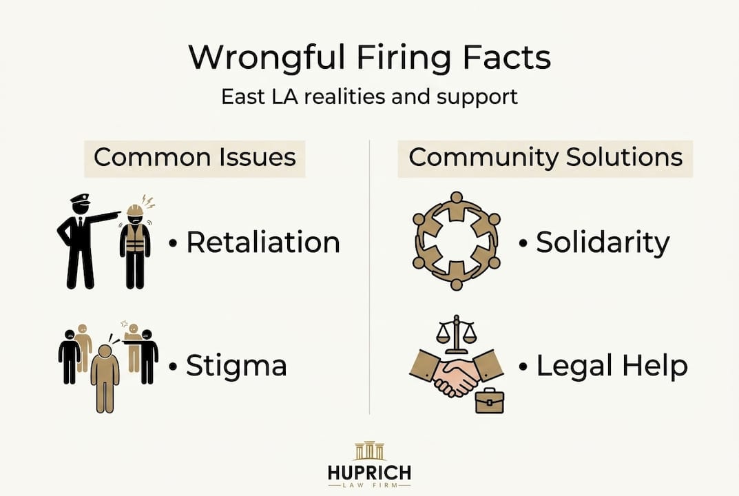 Infographic on wrongful firing and support