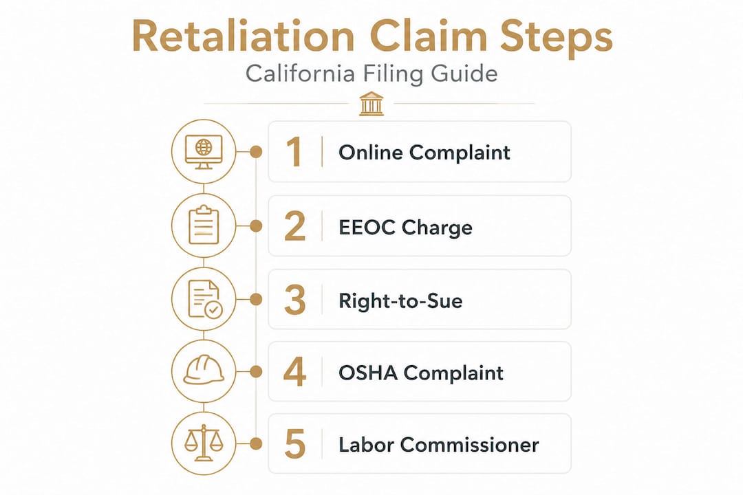 Infographic showing retaliation claim process steps