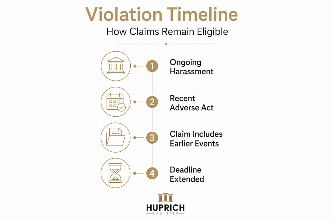 Vertical flow infographic on violation deadlines