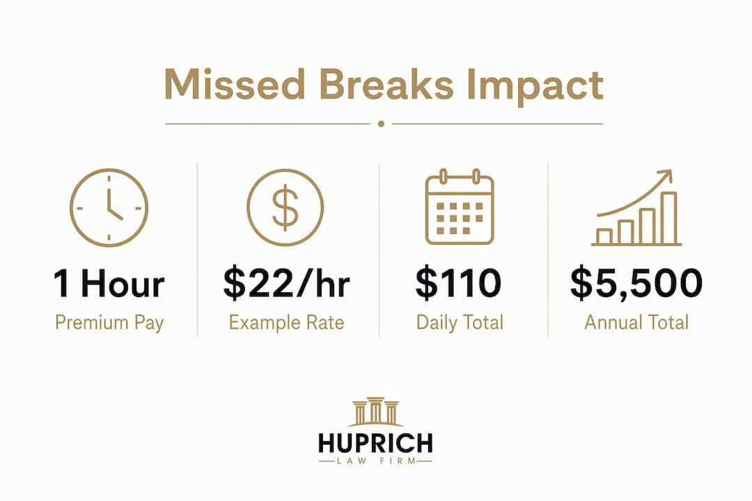 Infographic showing penalty statistics for missed breaks