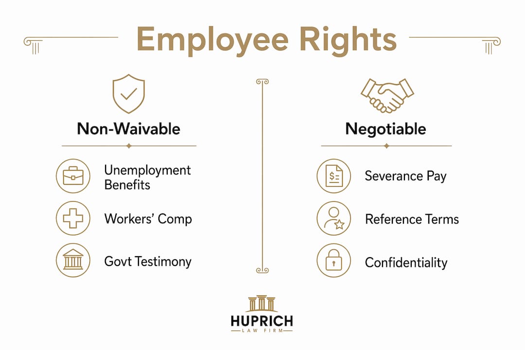 Infographic showing employee rights categories in separation agreements