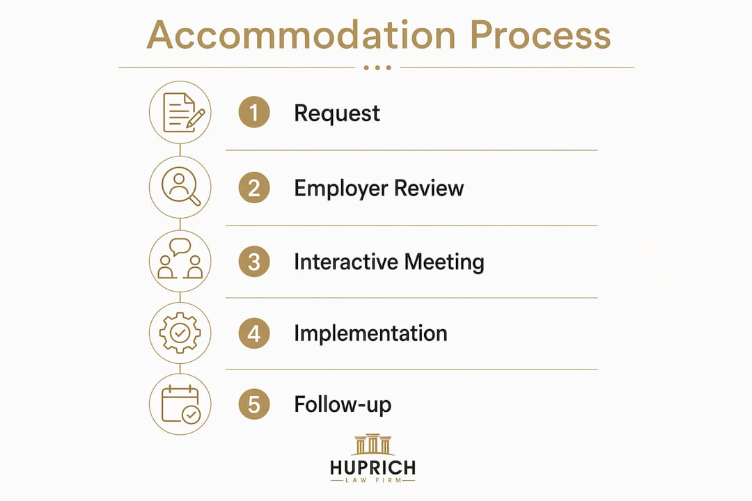Infographic showing steps to request and implement accommodations