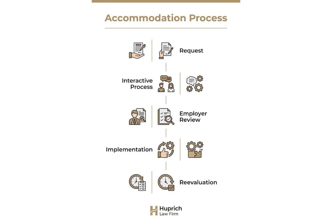 Infographic showing steps for disability accommodation process