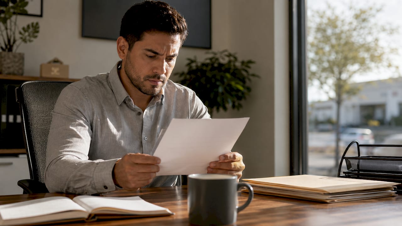 Concerned employee reviewing retaliation notice
