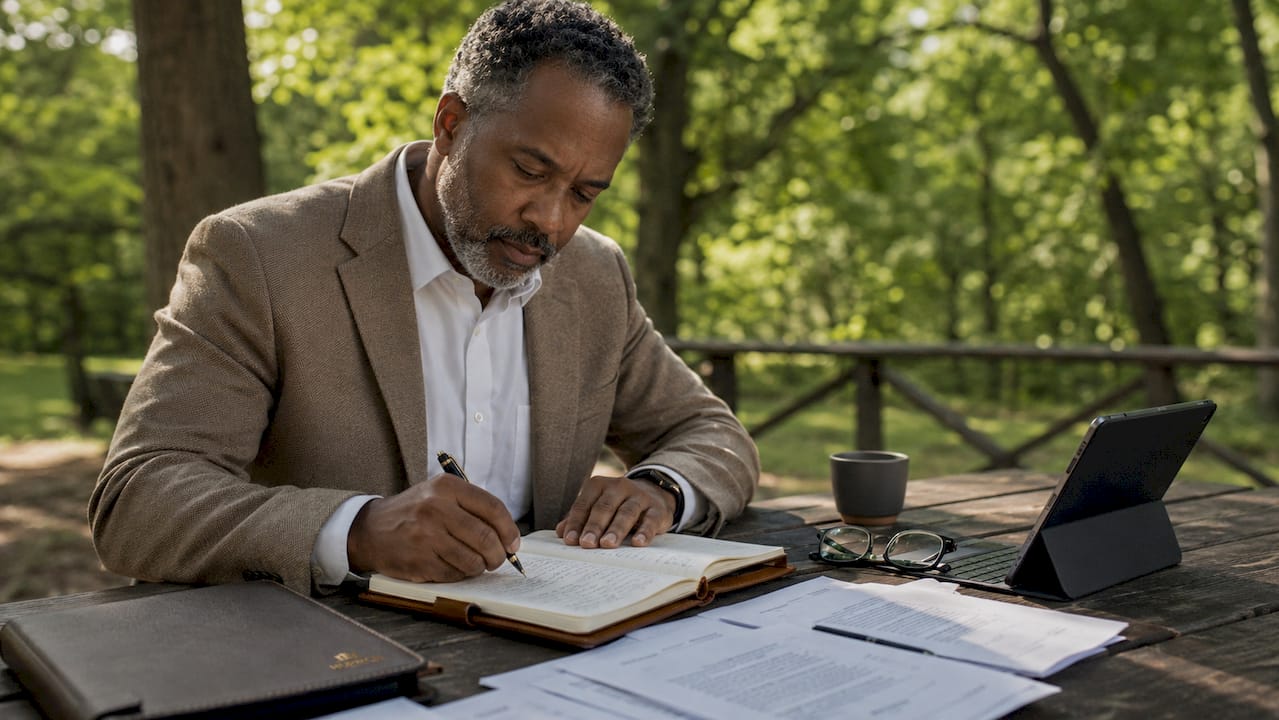 Man taking notes on workplace retaliation