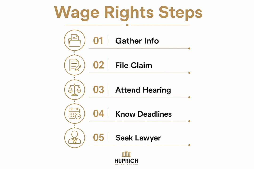 Infographic outlining wage claim process steps