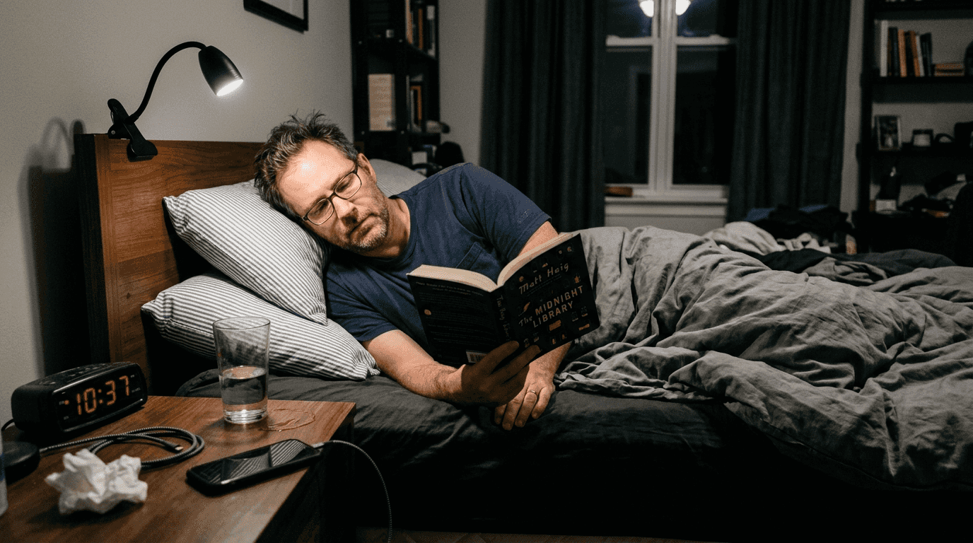 Nighttime self-care sleep environment with reading