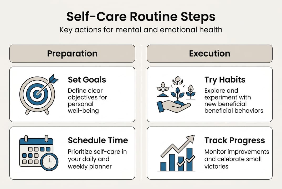 Infographic steps for self-care routine