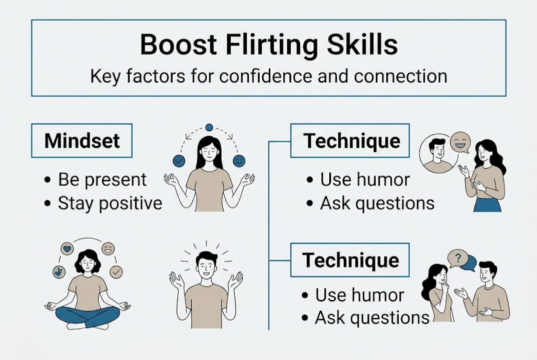 Infographic on flirting skills confidence and connection