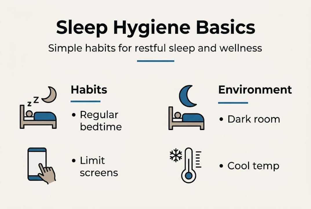 Infographic of essential sleep hygiene practices