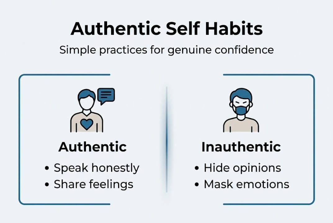 Infographic showing authentic versus inauthentic habits