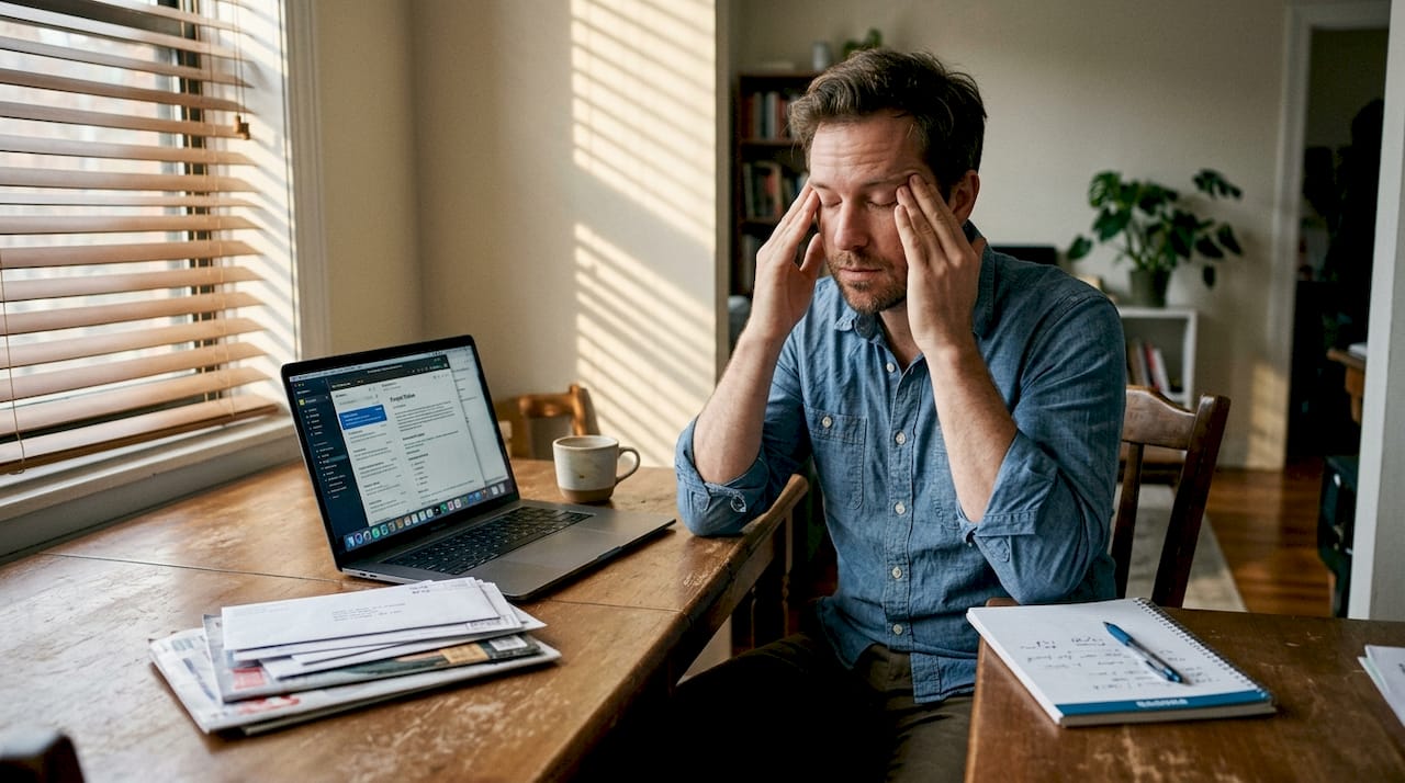 Professional at home office shows early burnout signs