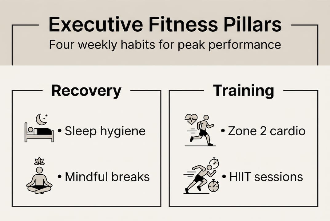 Infographic of core executive fitness pillars