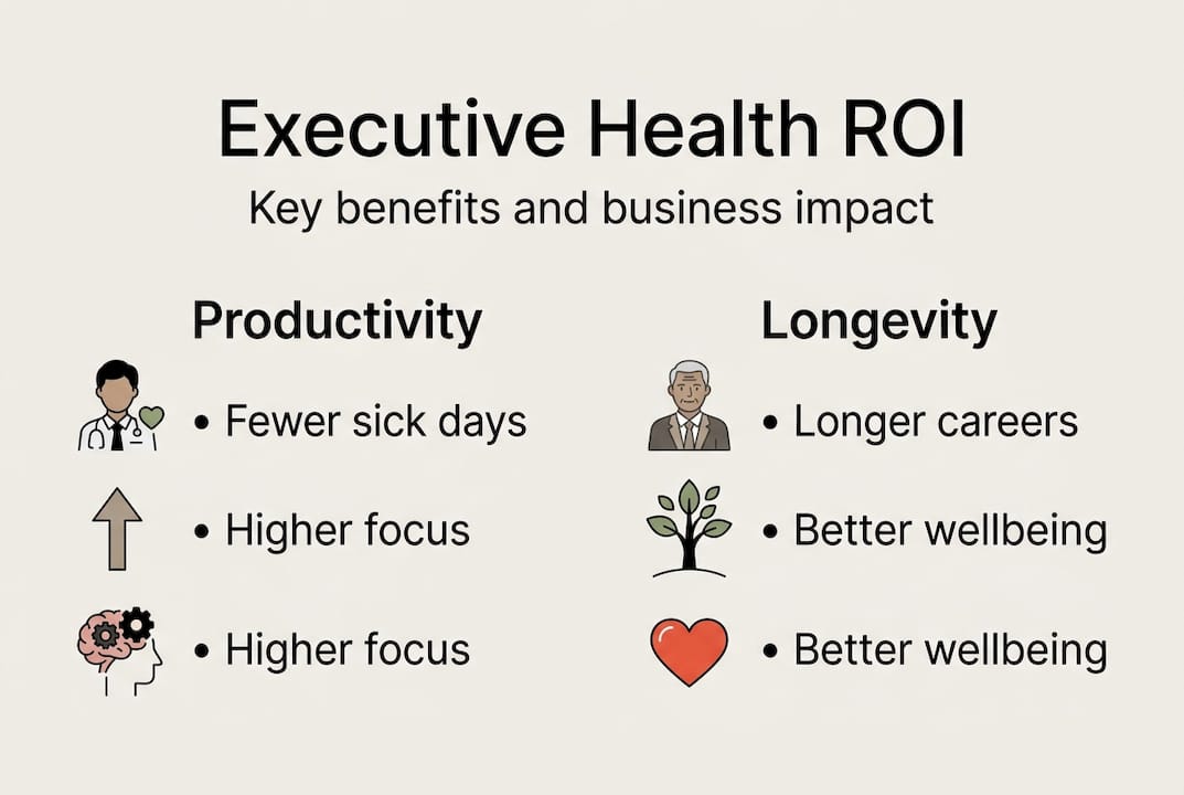 Infographic on executive health ROI and benefits