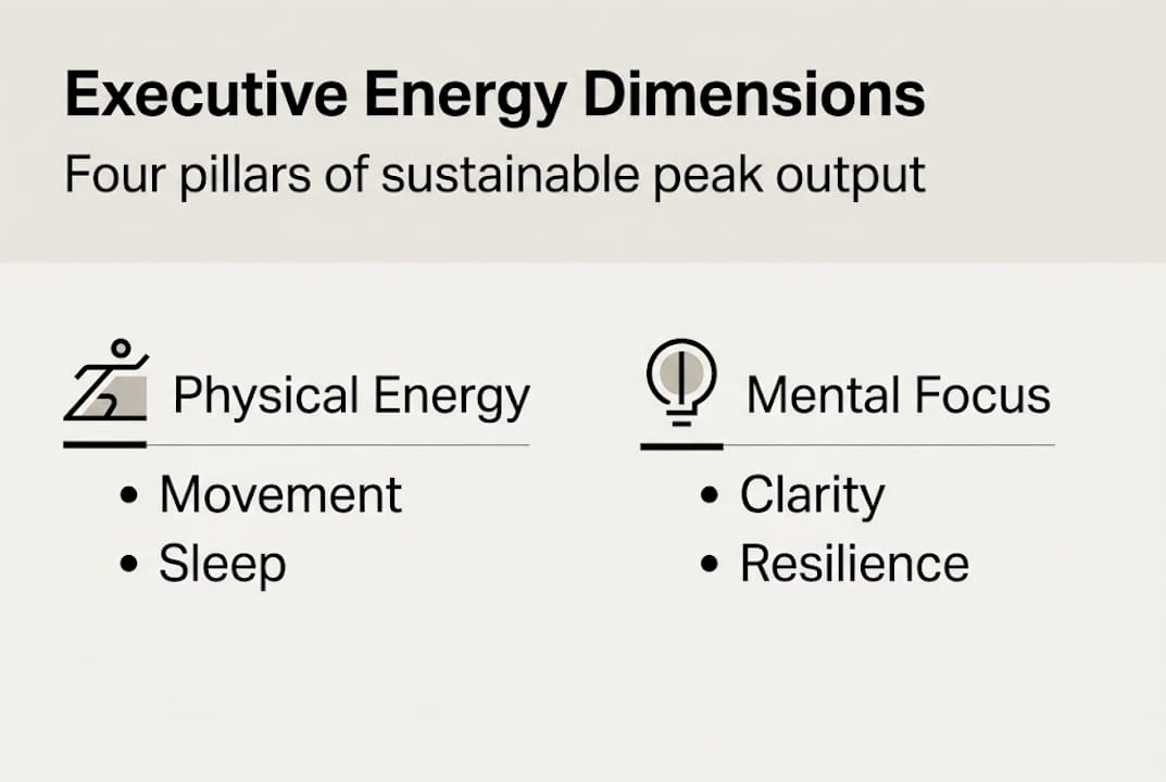 Infographic showing four pillars of executive energy