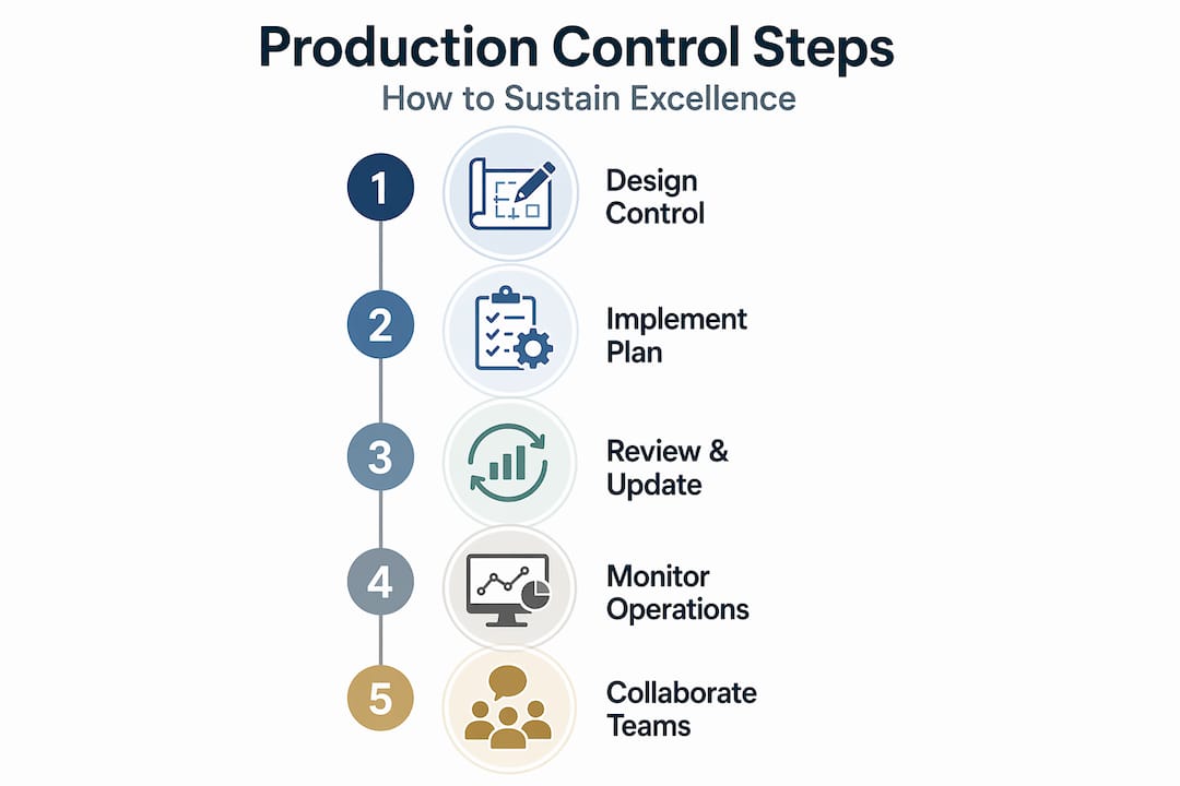 Sustaining production control steps infographic