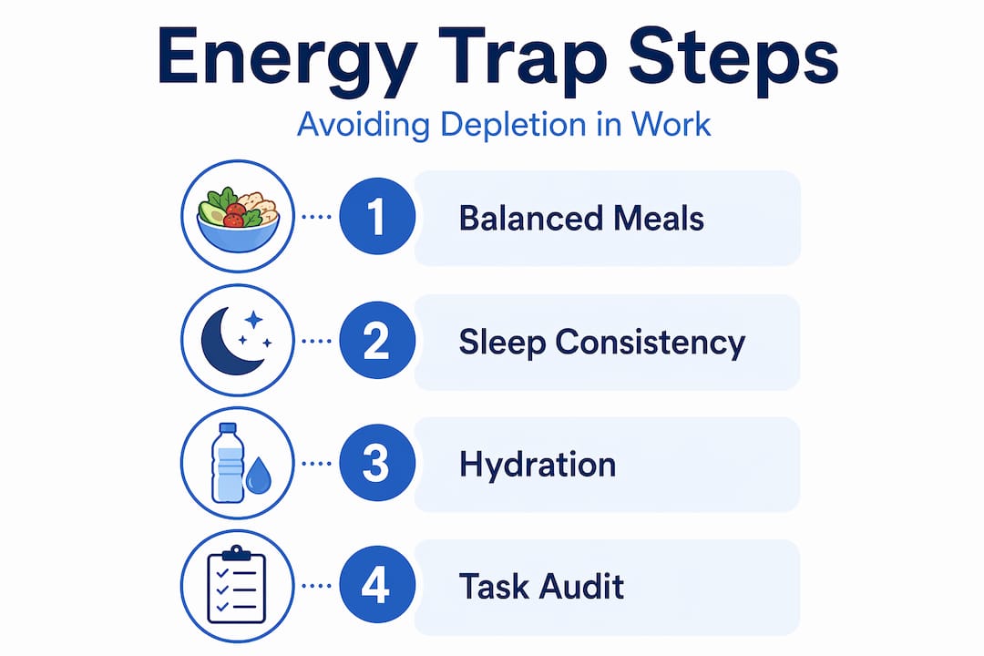 Infographic showing steps to avoid energy trap