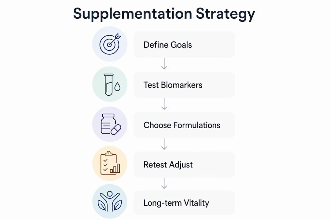Infographic outlining strategic supplementation steps