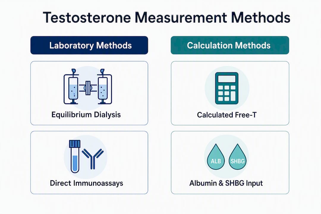 Infographic showing testosterone measurement methods