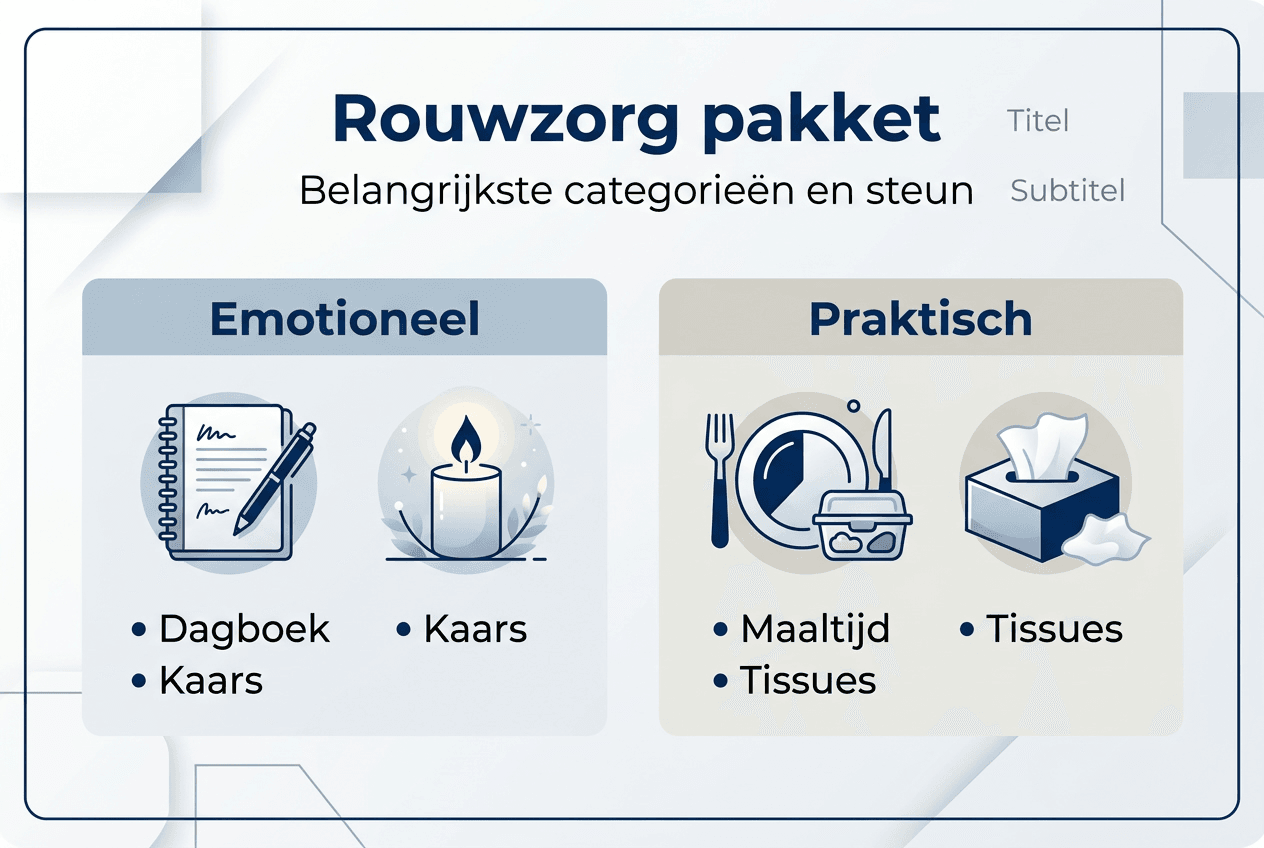 Overzicht van de verschillende onderdelen binnen het rouwzorgpakket
