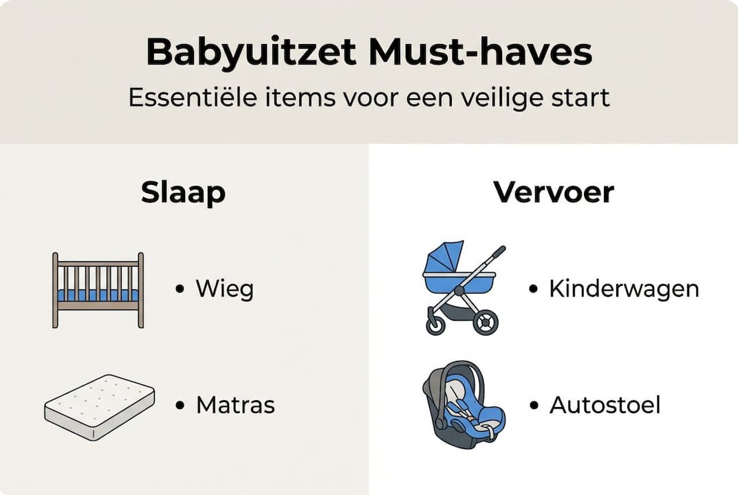 Overzicht babyuitzet: alles voor slapen en onderweg