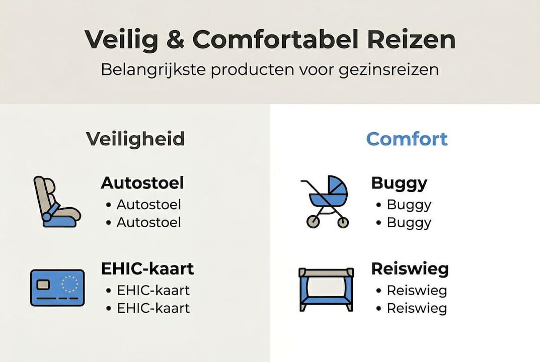 Infographic: onmisbare producten voor een veilige gezinsreis
