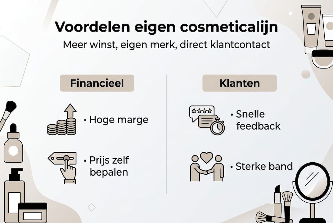 In deze infographic zetten we de grootste voordelen van een eigen cosmeticalijn overzichtelijk op een rij.