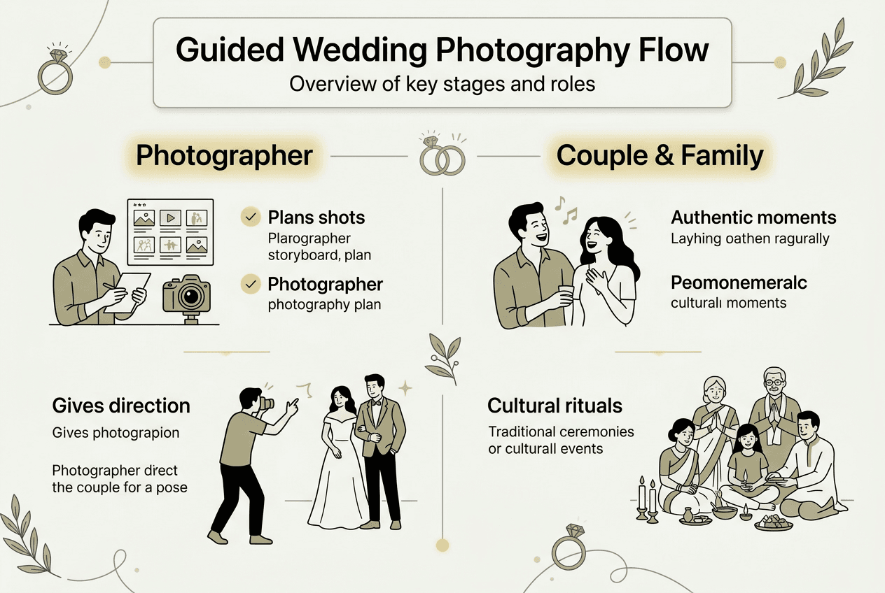Infographic of guided wedding photo stages