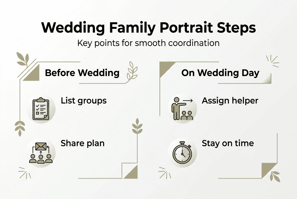 Infographic on steps for family portrait coordination