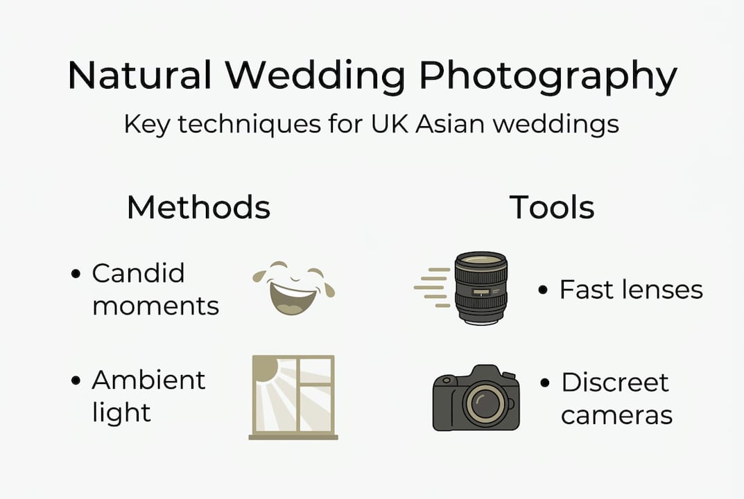 Infographic about key natural wedding photography methods
