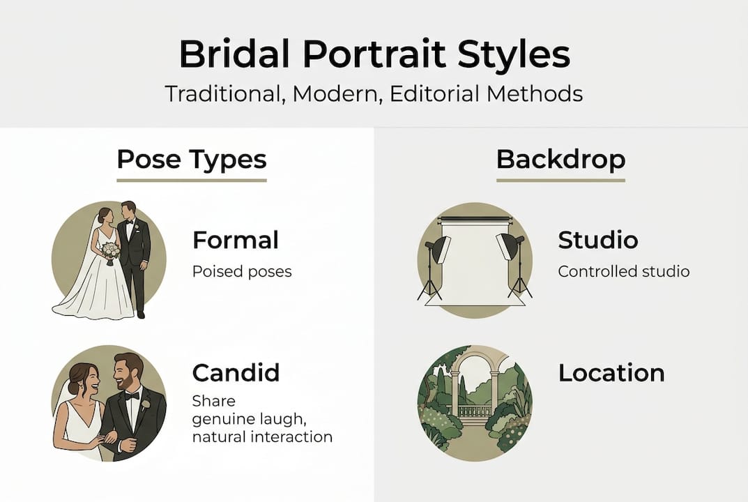 Infographic showing bridal portrait styles categories