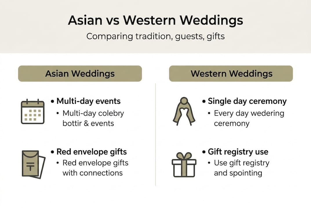 Infographic comparing wedding traditions and gifts
