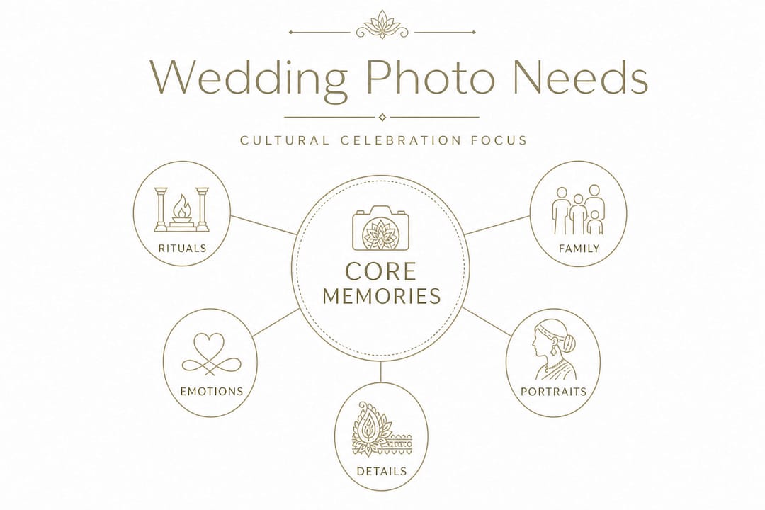 Hierarchy infographic for wedding photo needs