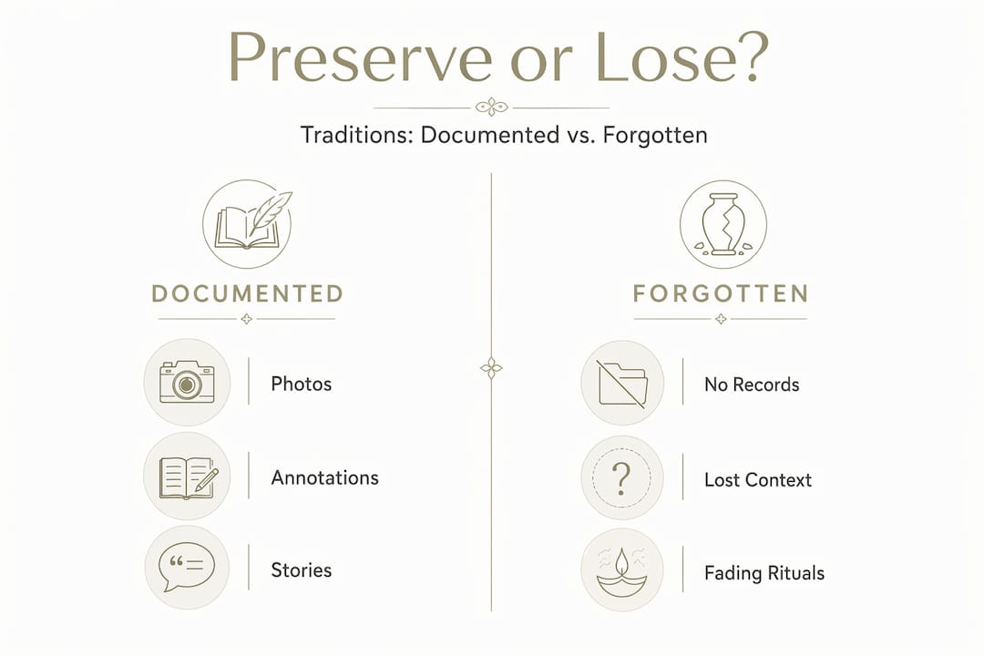 Infographic comparing documented and forgotten wedding traditions