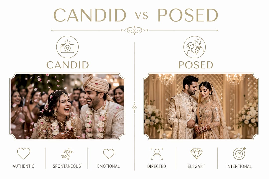 Infographic comparing candid and posed photography