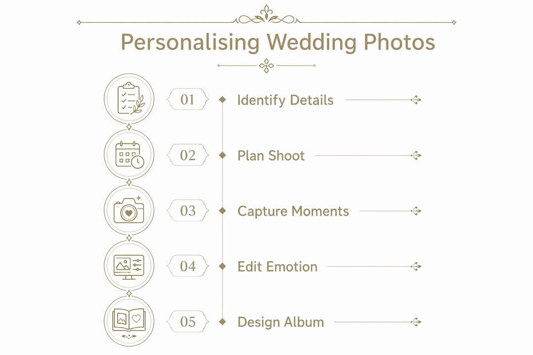 Infographic showing steps to personalise wedding photos