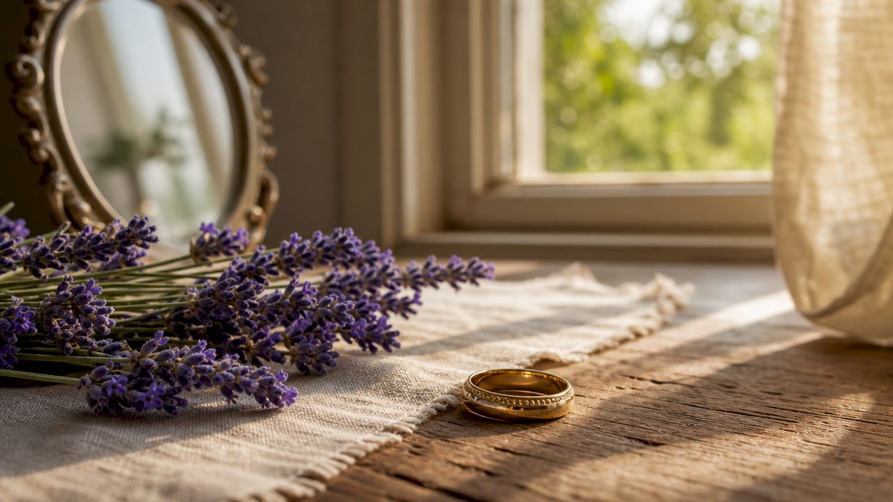 Close-up wedding ring with natural diffused light