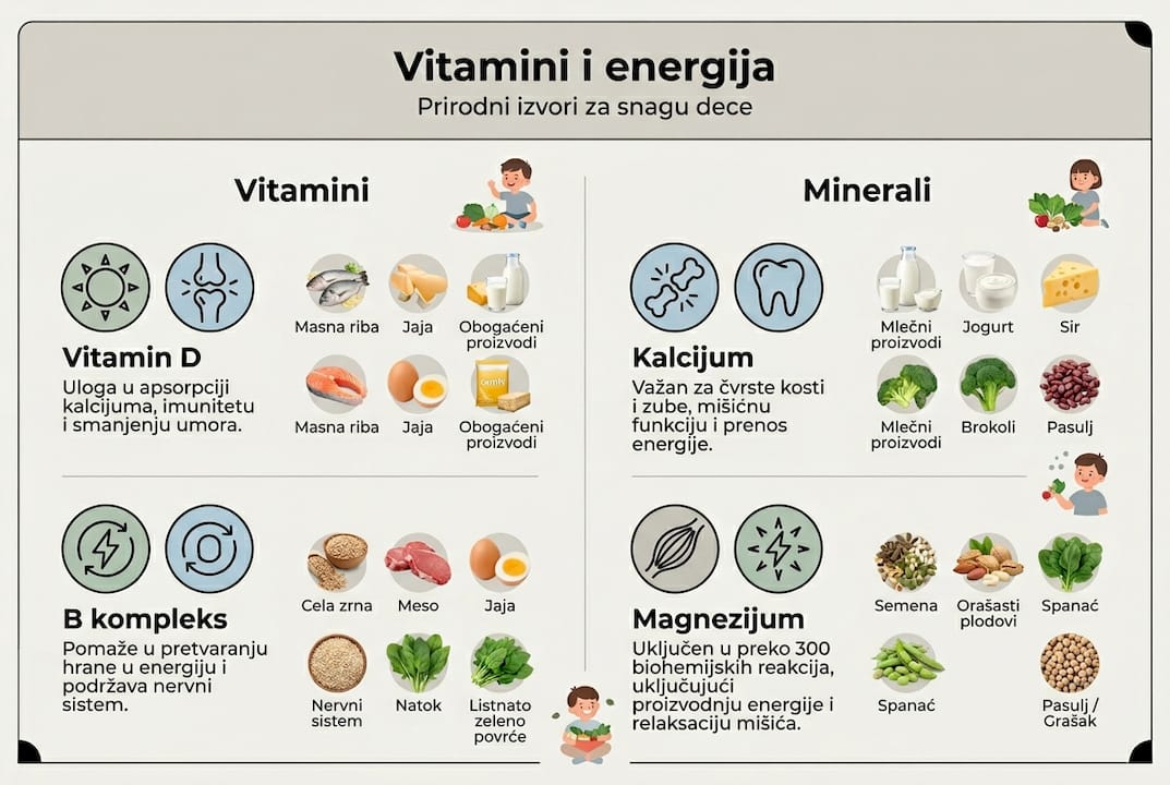 Vodič kroz vitamine i minerale za decu – infografik