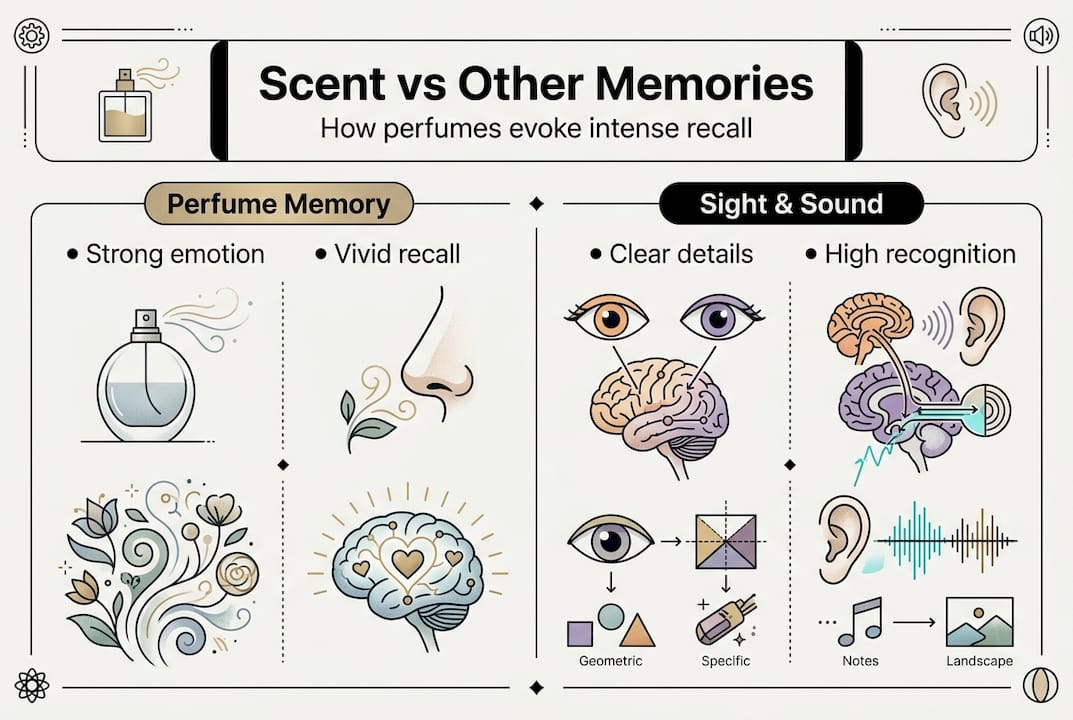 Infographic comparing scent to visual memory