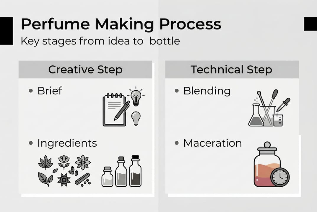 Infographic showing perfume production stages