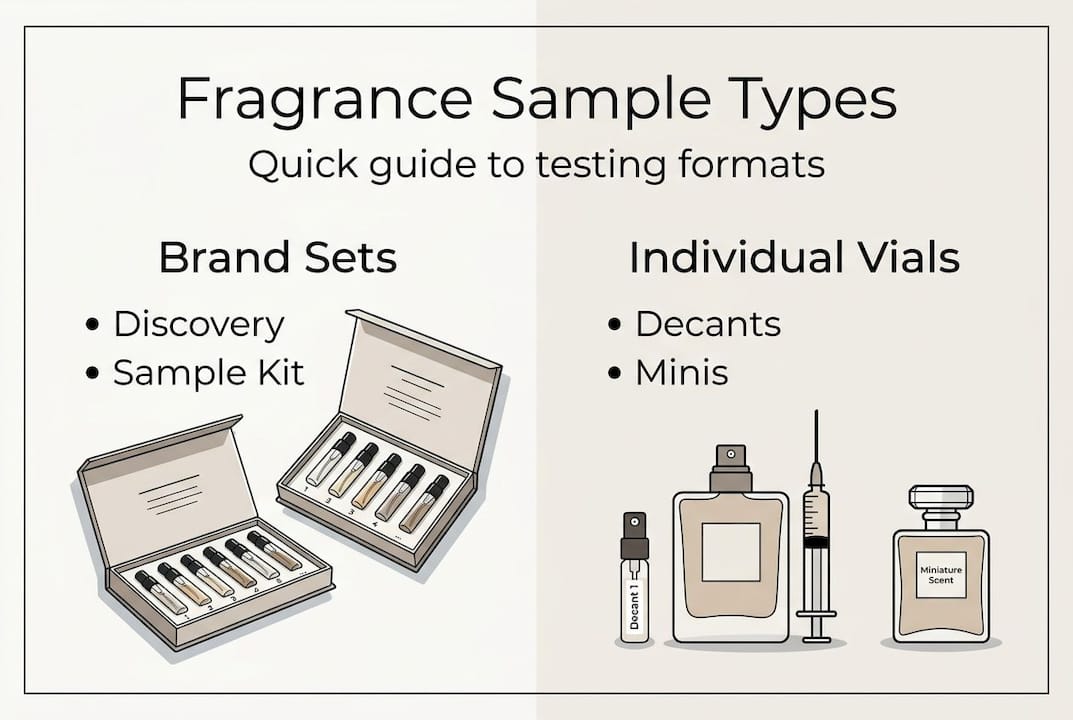 Infographic showing common fragrance sample types