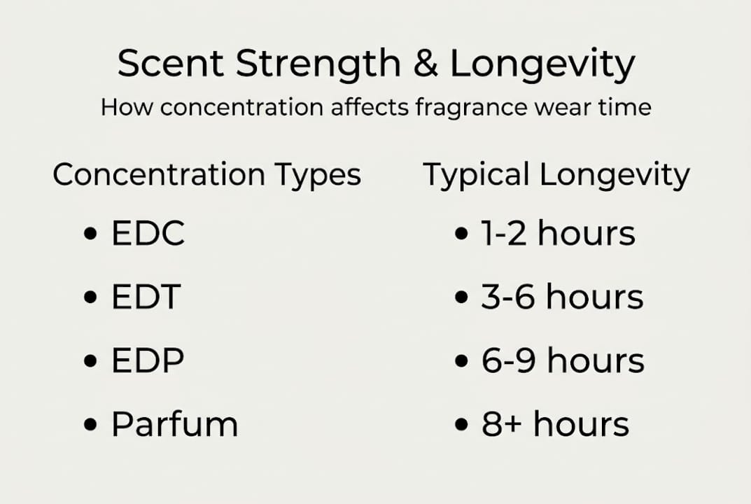 Infographic shows scent types and duration