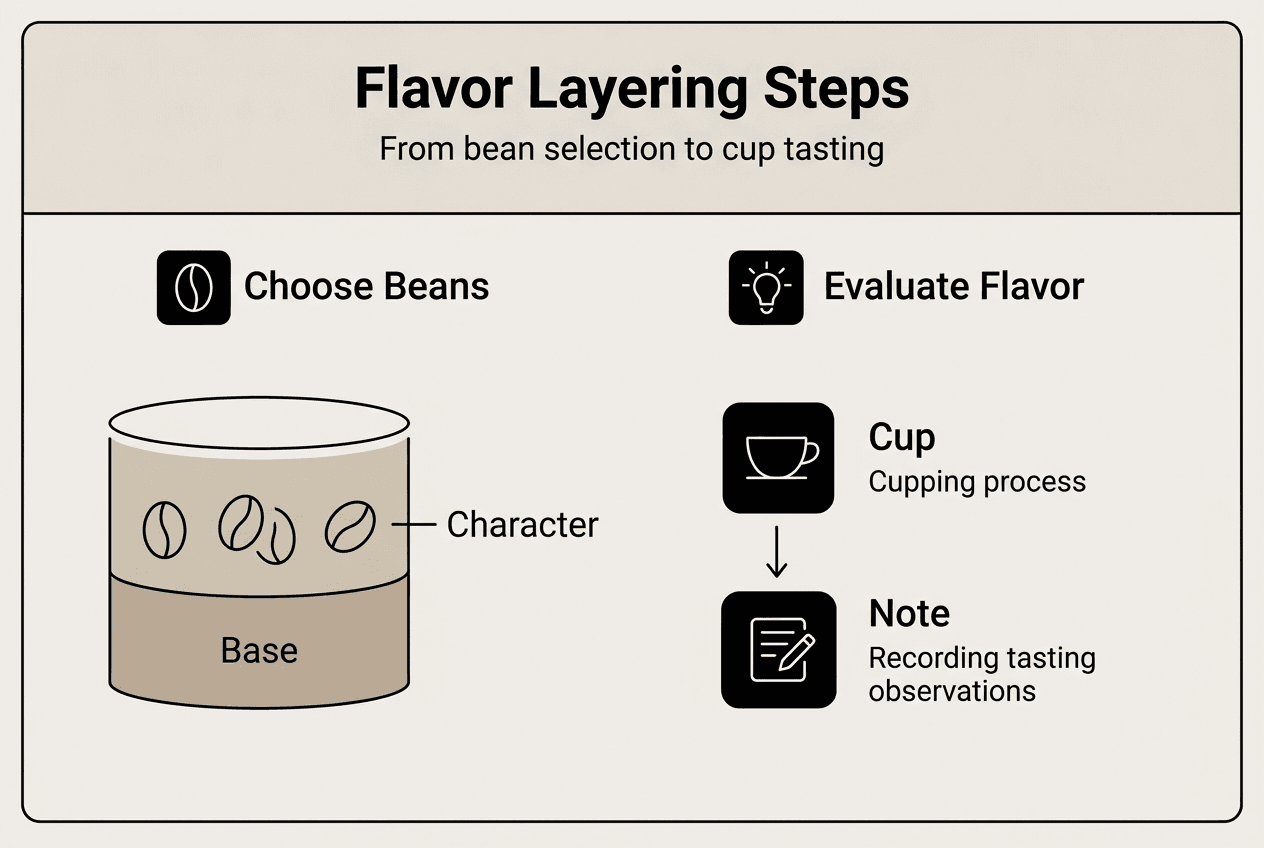 Infographic showing coffee flavor layering steps