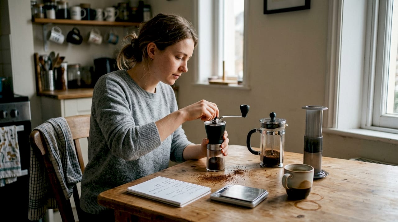 Person preparing coffee with different brewers
